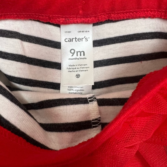 Carters 9 months valentines hearts on knees striped leggings with attached tutu - Picture 3 of 5
